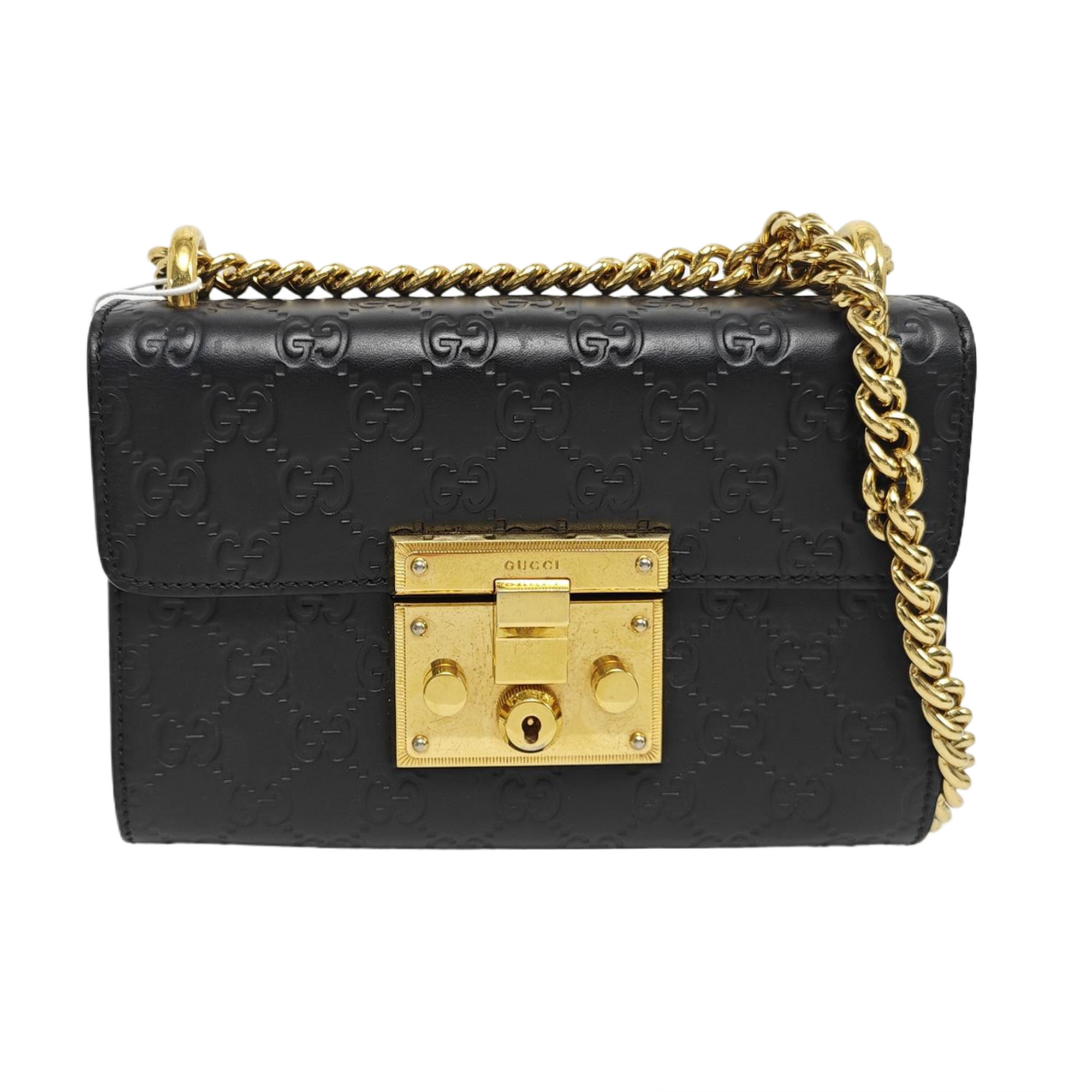 Authenticated pre-owned  Padlock Small Monogram Calfskin Black - Shoulder Bag at Looply