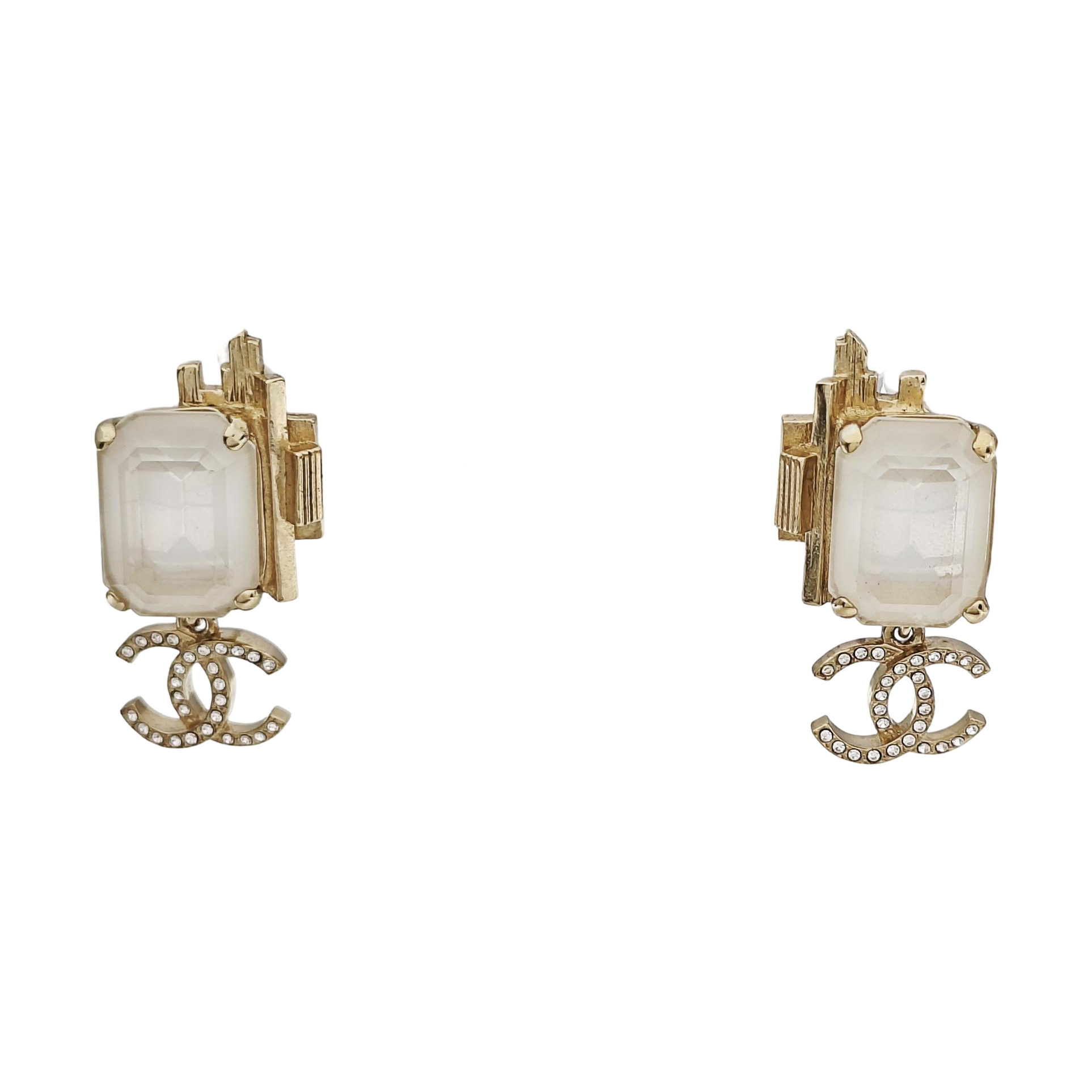 CC Logo Brass Gold Earrings