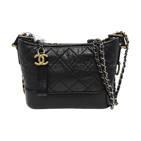 GABRIELLE Small Quilted Vintage Calf Black
