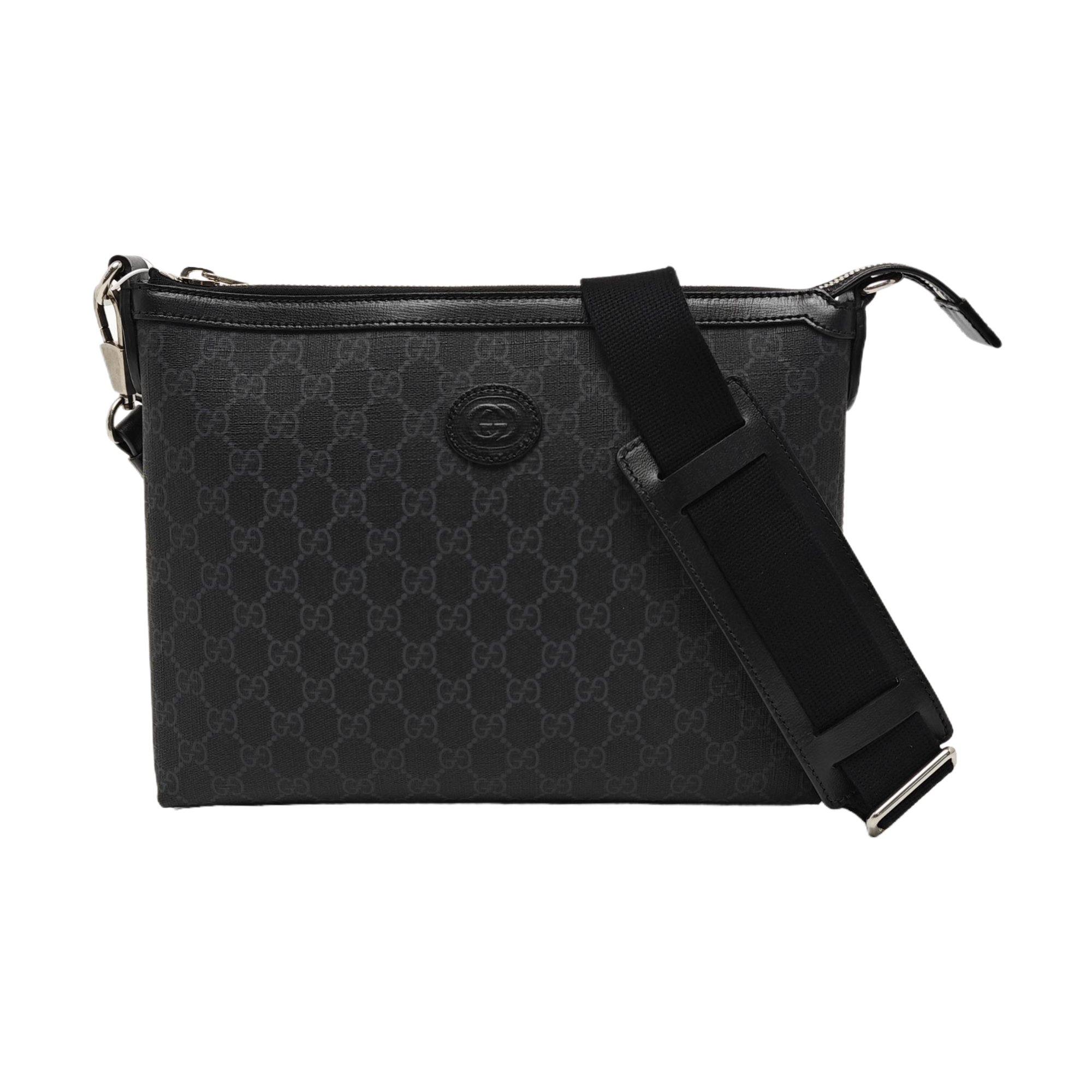 Monogram Coated Canvas Shoulder Bag Black