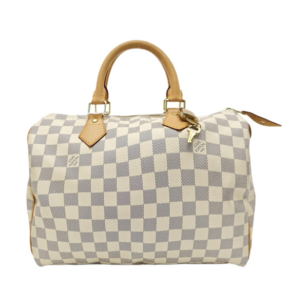 SPEEDY 30 Damier Azur Coated Canvas White
