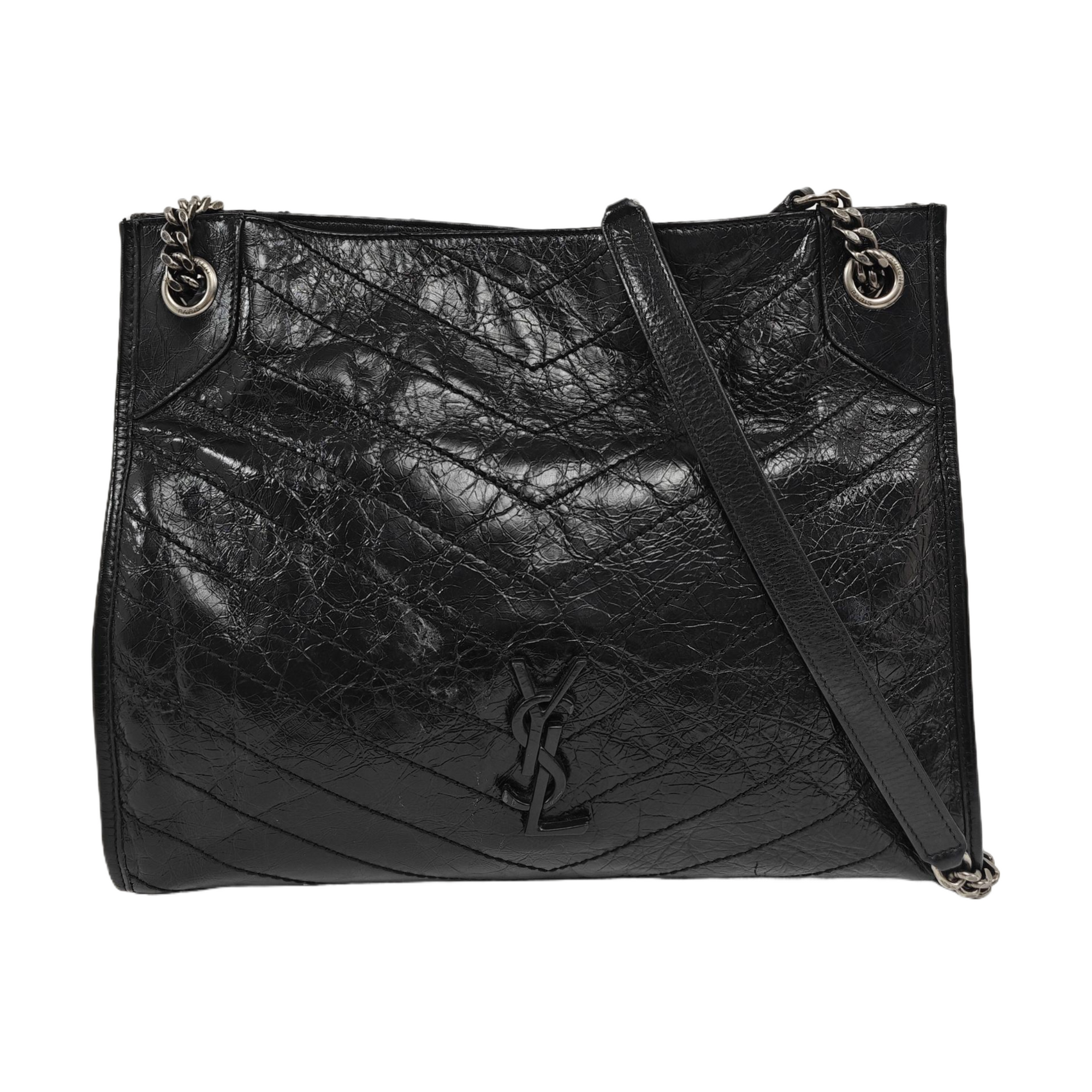 NIKI Medium Chevron Calfskin Black
