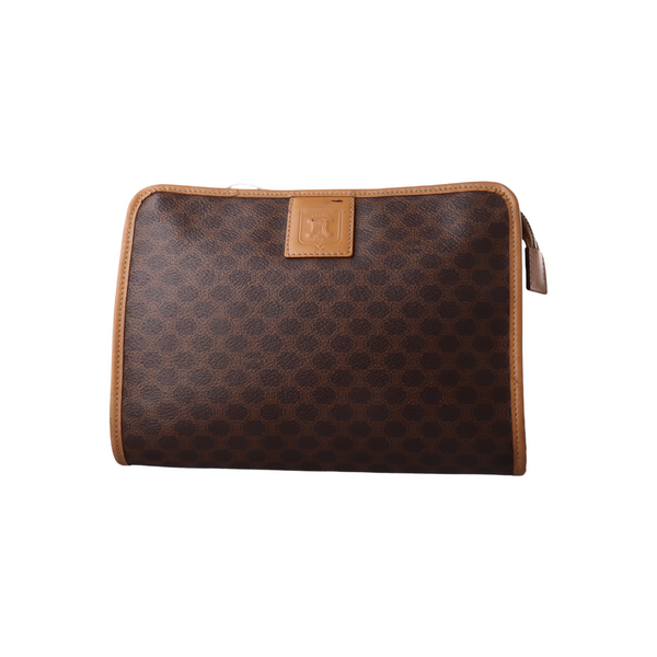 Authenticated pre-owned  MACADAM CLUTCHE Coated Canvas Brown - Clutch at Looply
