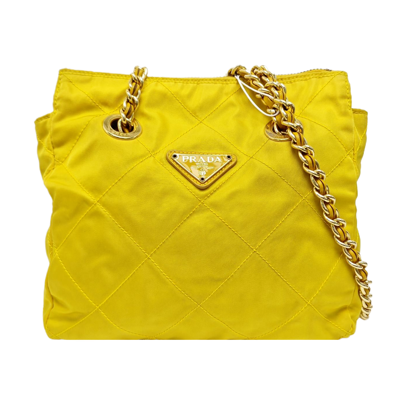 Quilted Nylon Shoulder Bag Yellow