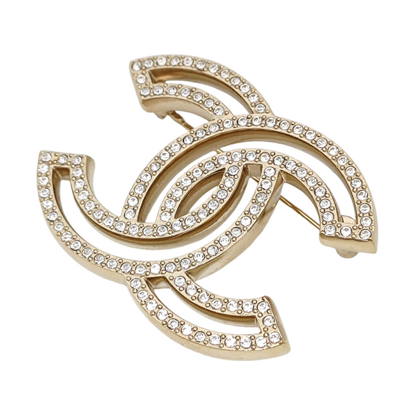 CC Logo Metal Gold Brooch