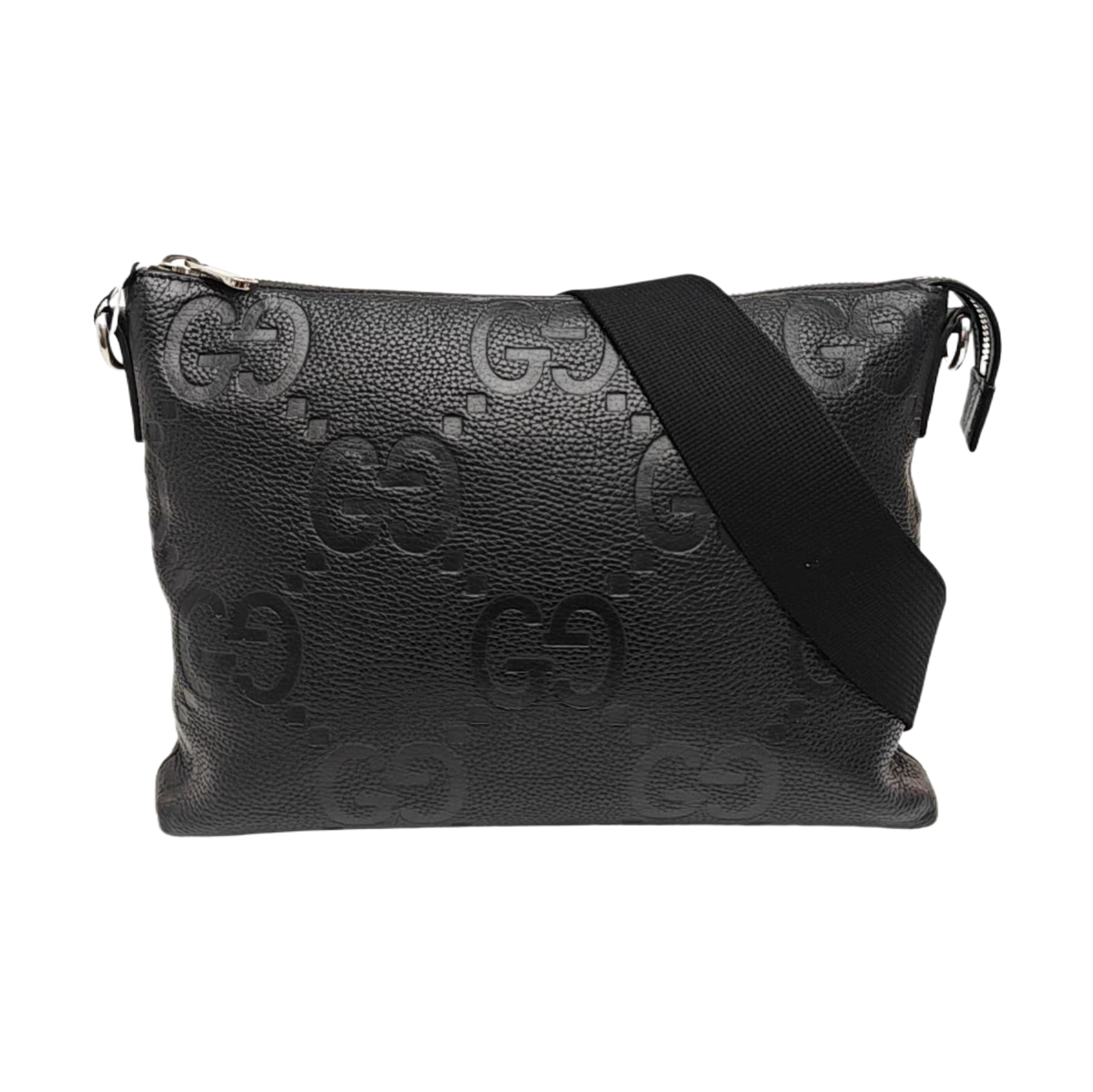 Monogram Leather Shoulder Bag Black