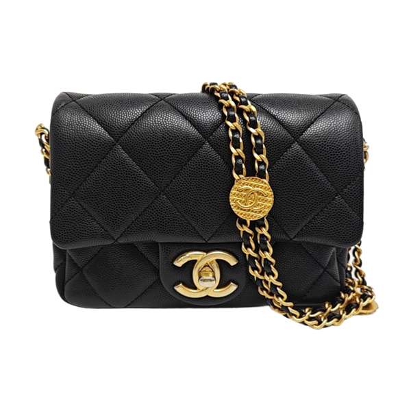 CLASSIC FLAP Mini Quilted Grained Calfskin Black