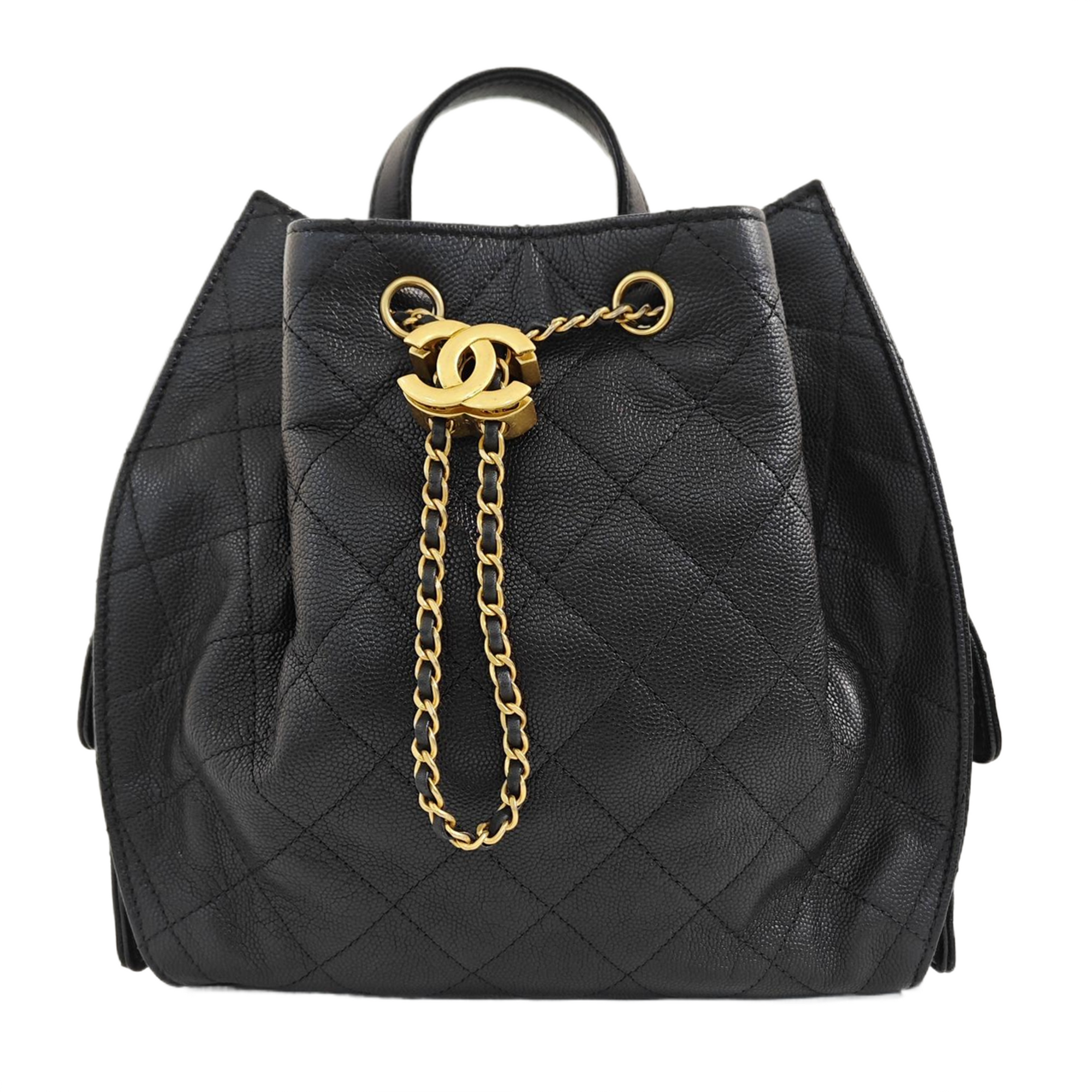 CHANEL 25 Medium Quilted Grained Calfskin Black