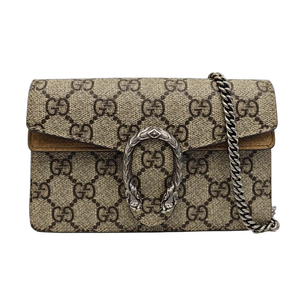 Dionysus Super Mini Monogram Coated Canvas Beige