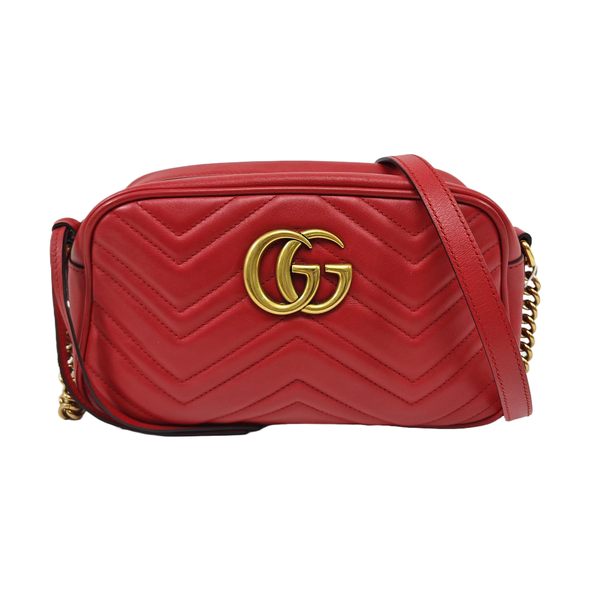 GG Marmont Small Quilted Calfskin Red