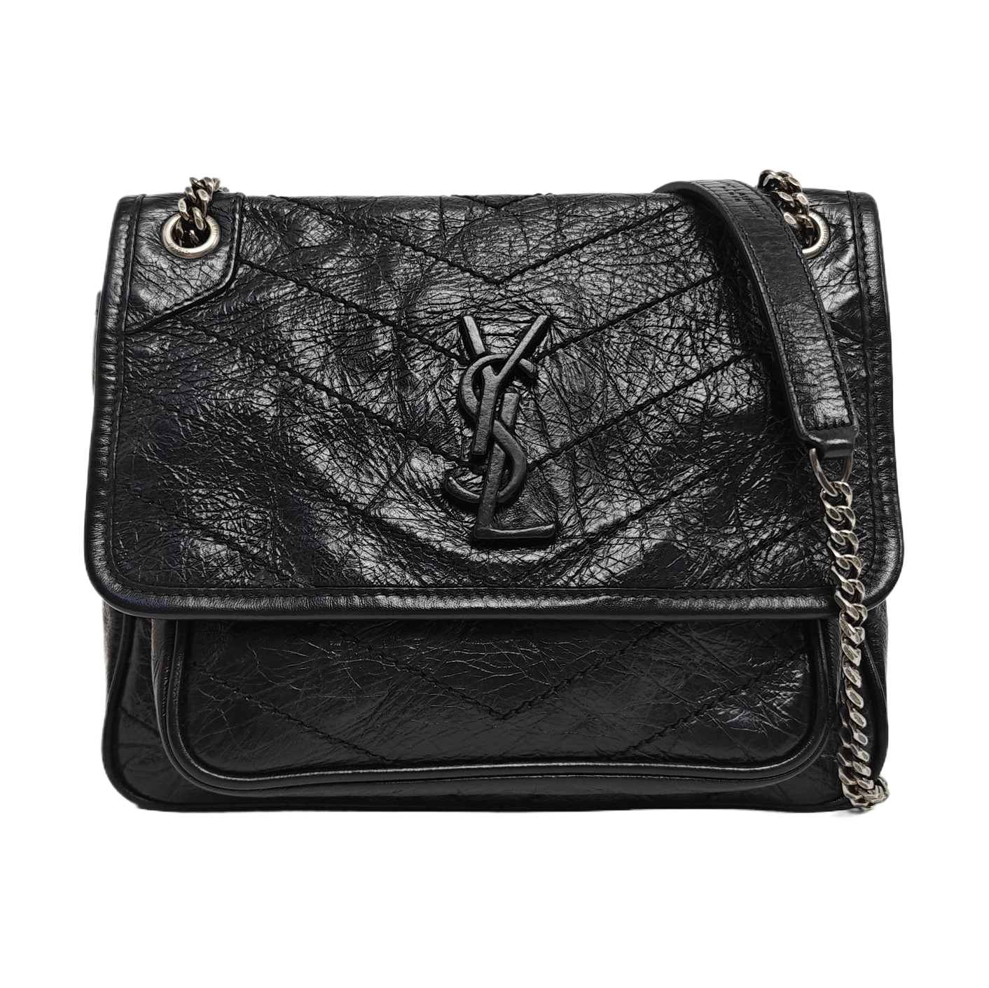 NIKI Small Chevron Calfskin Black