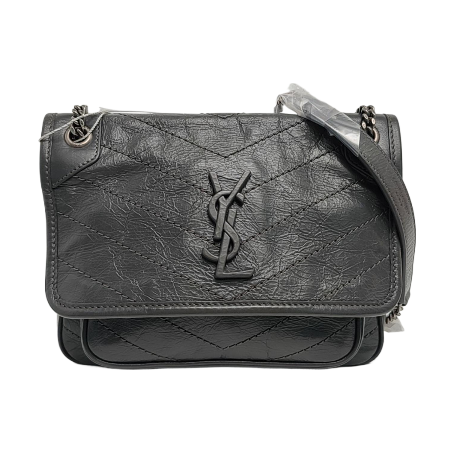 NIKI Small Chevron Calfskin Gray