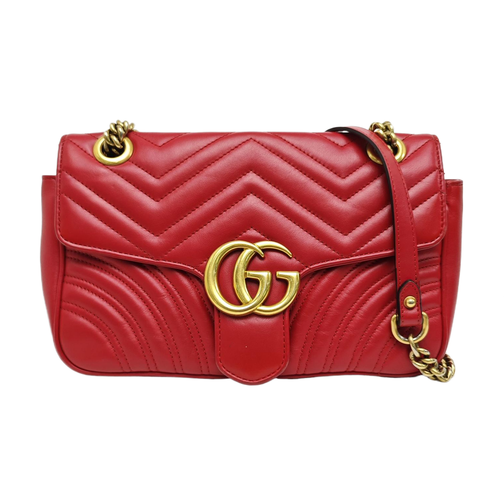 GG Marmont Medium Quilted Calfskin Red