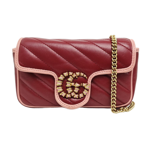 GG Marmont Super Mini Quilted Calfskin Red