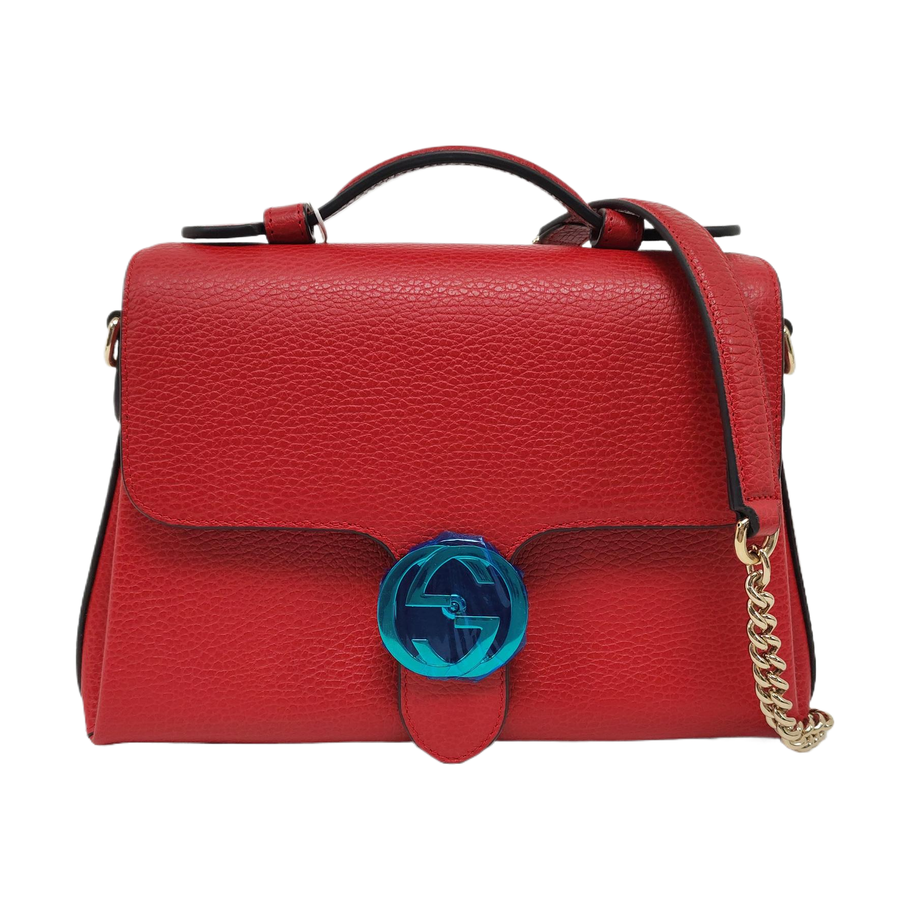 Interlocking G Large Calfskin Red