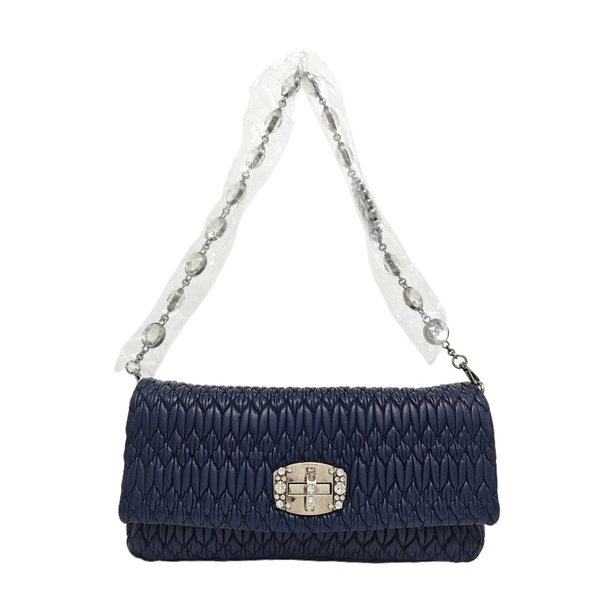Quilted Lambskin Shoulder Bag Blue