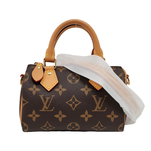 Authenticated pre-owned  SPEEDY Nano Monogram Coated Canvas Brown - Shoulder Bag at Looply