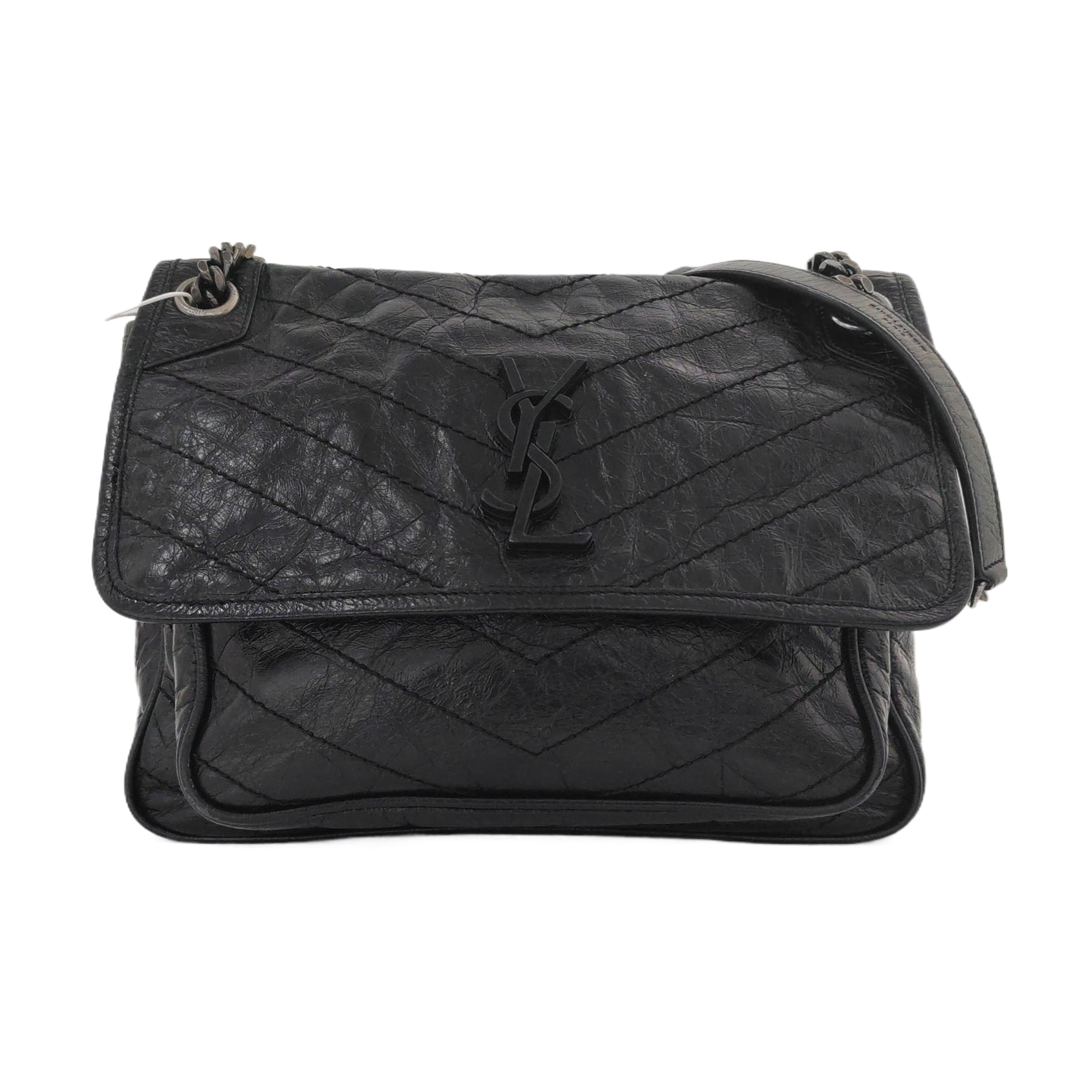 NIKI Medium Chevron Calfskin Black