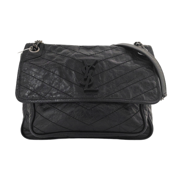 NIKI Medium Chevron Calfskin Black