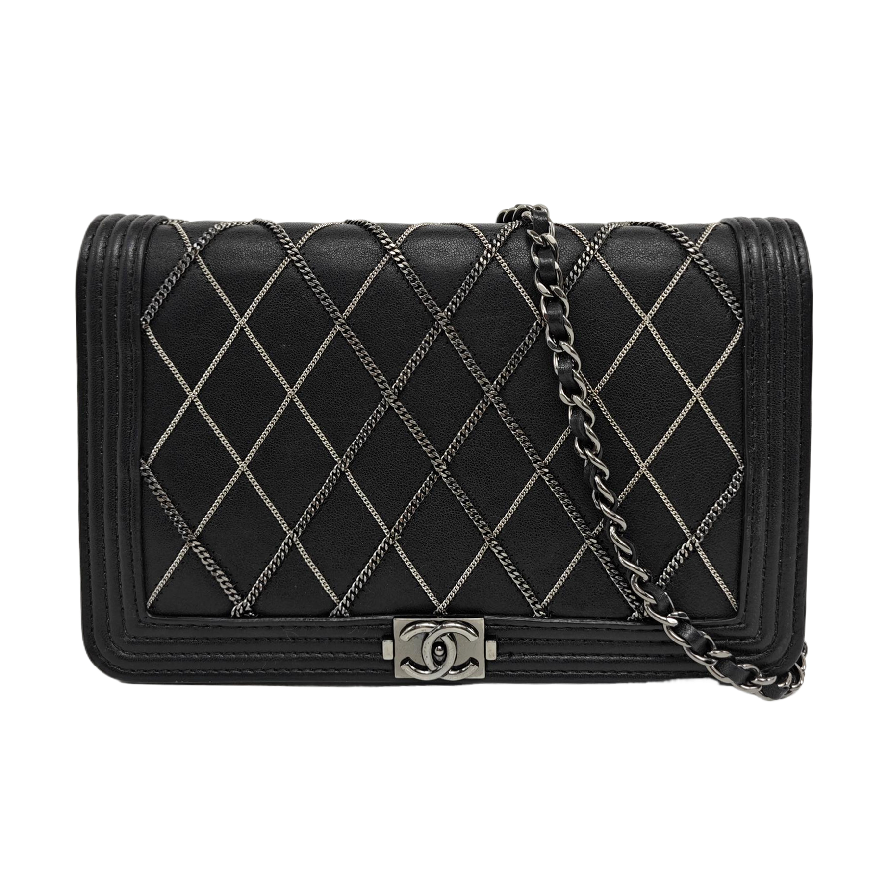 Quilted Calfskin Shoulder Bag Black