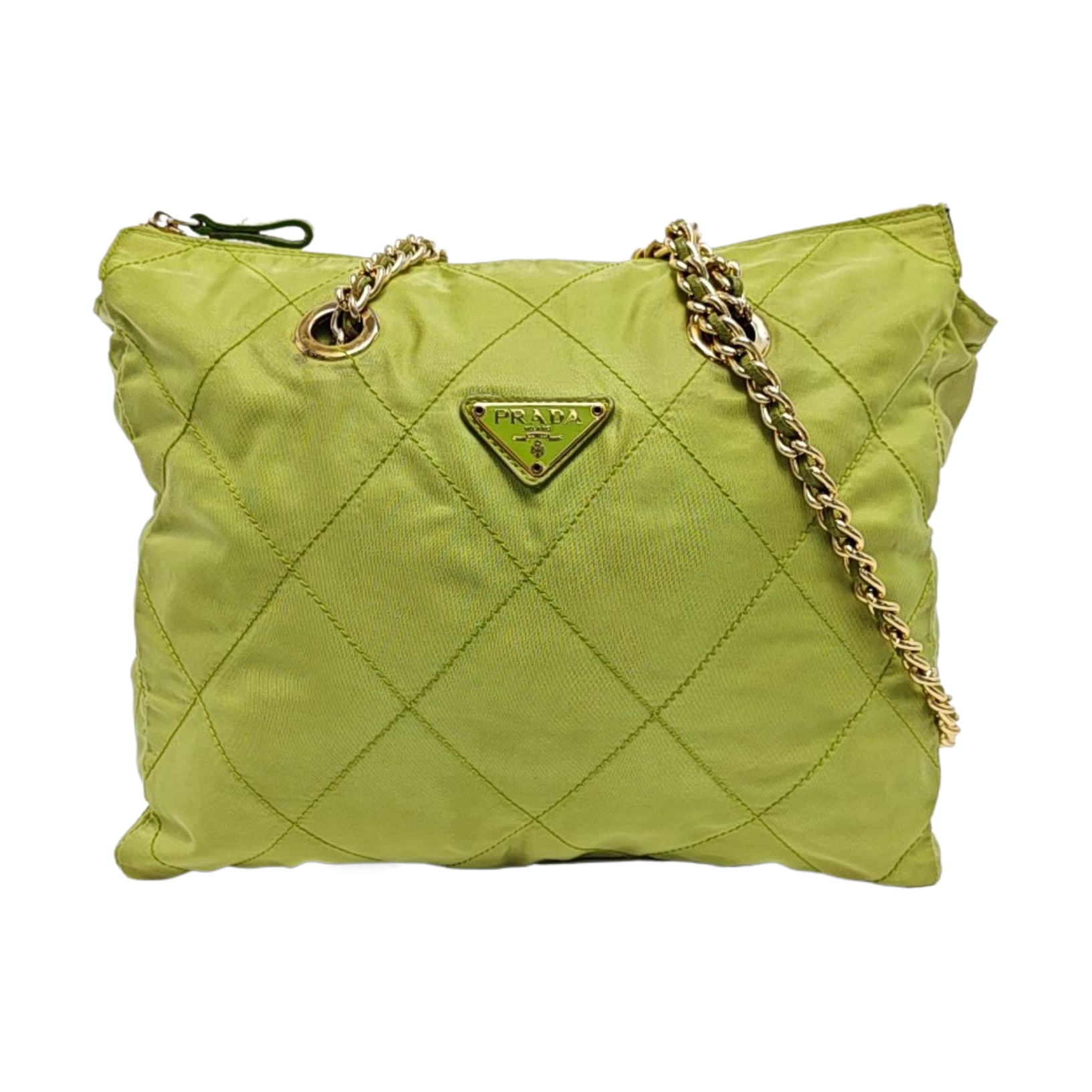 Quilted Nylon Tote Bag Green