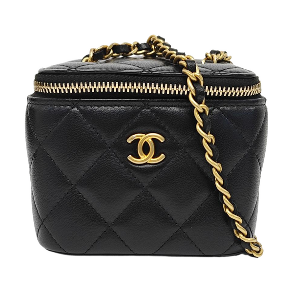 VANITY CASE Mini Quilted Lambskin Black