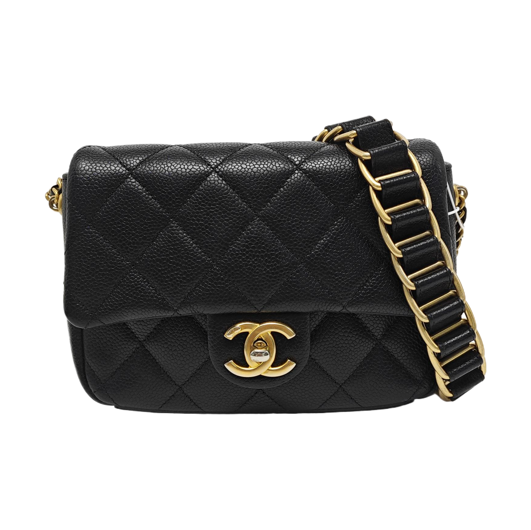 Authenticated pre-owned  CLASSIC FLAP Small Quilted Grained Calfskin Black - Shoulder Bag at Looply