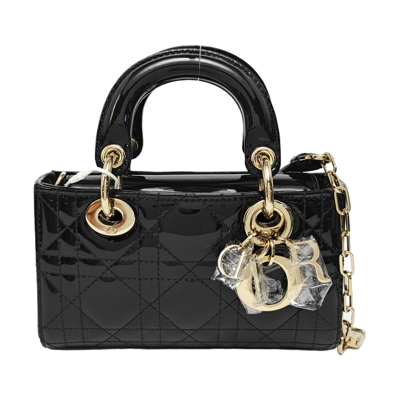 Lady Dior Super Mini Cannage Patent Leather Black