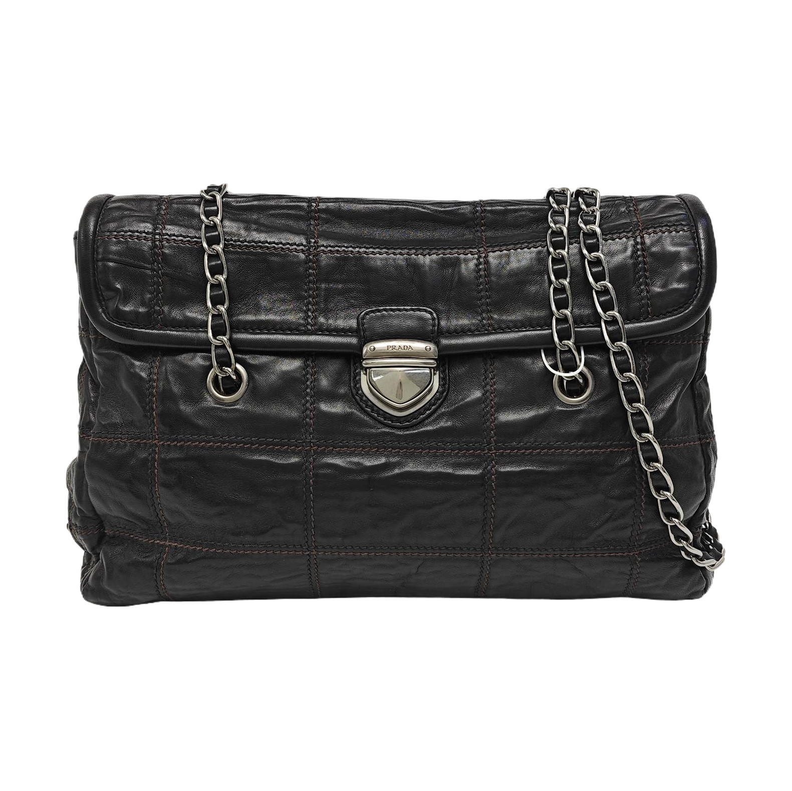 Quilted Lambskin Shoulder Bag Black