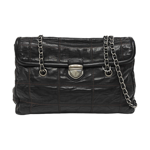 Quilted Lambskin Shoulder Bag Black