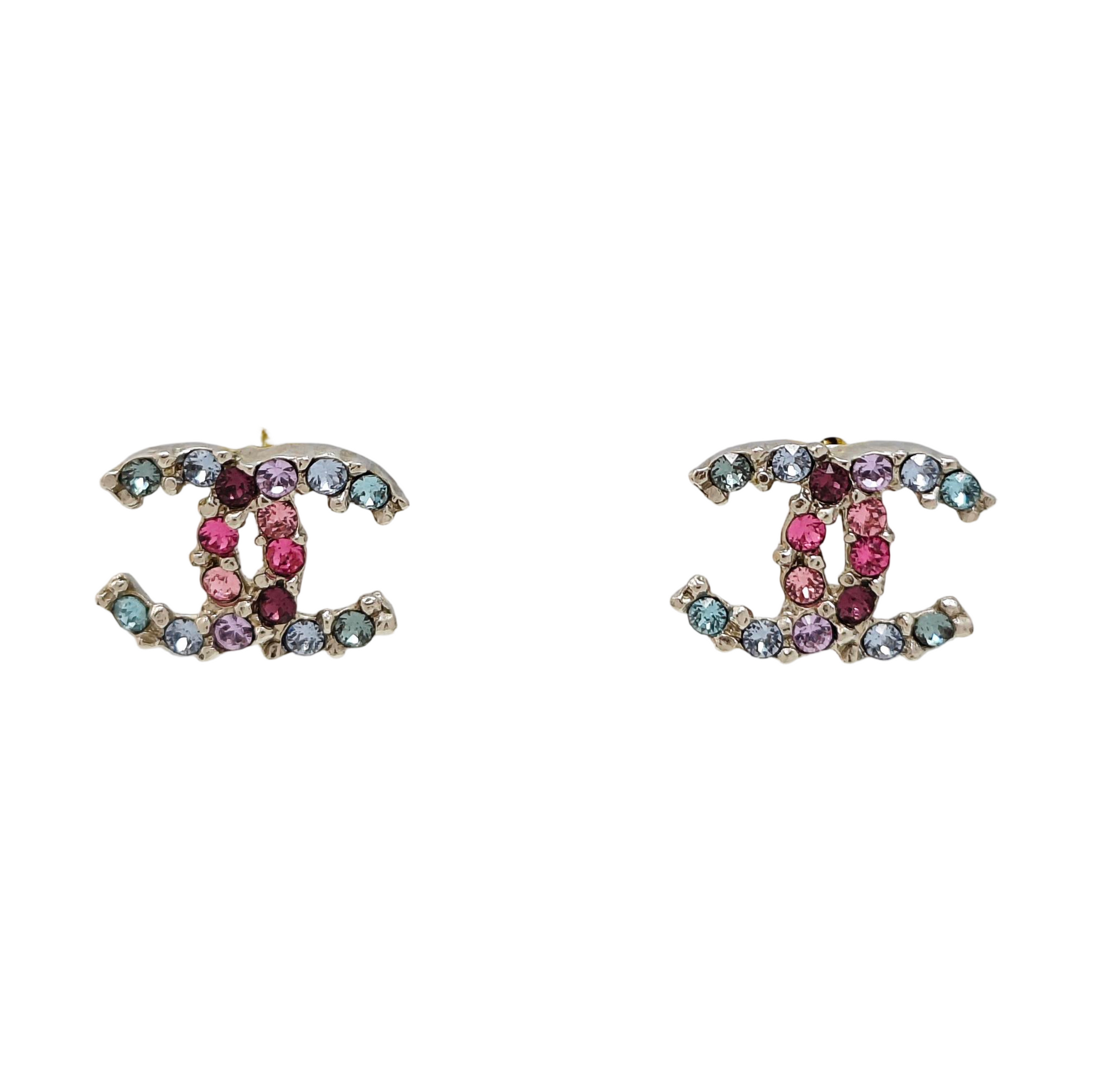 CC Logo Metal Multicolor Stud Earrings