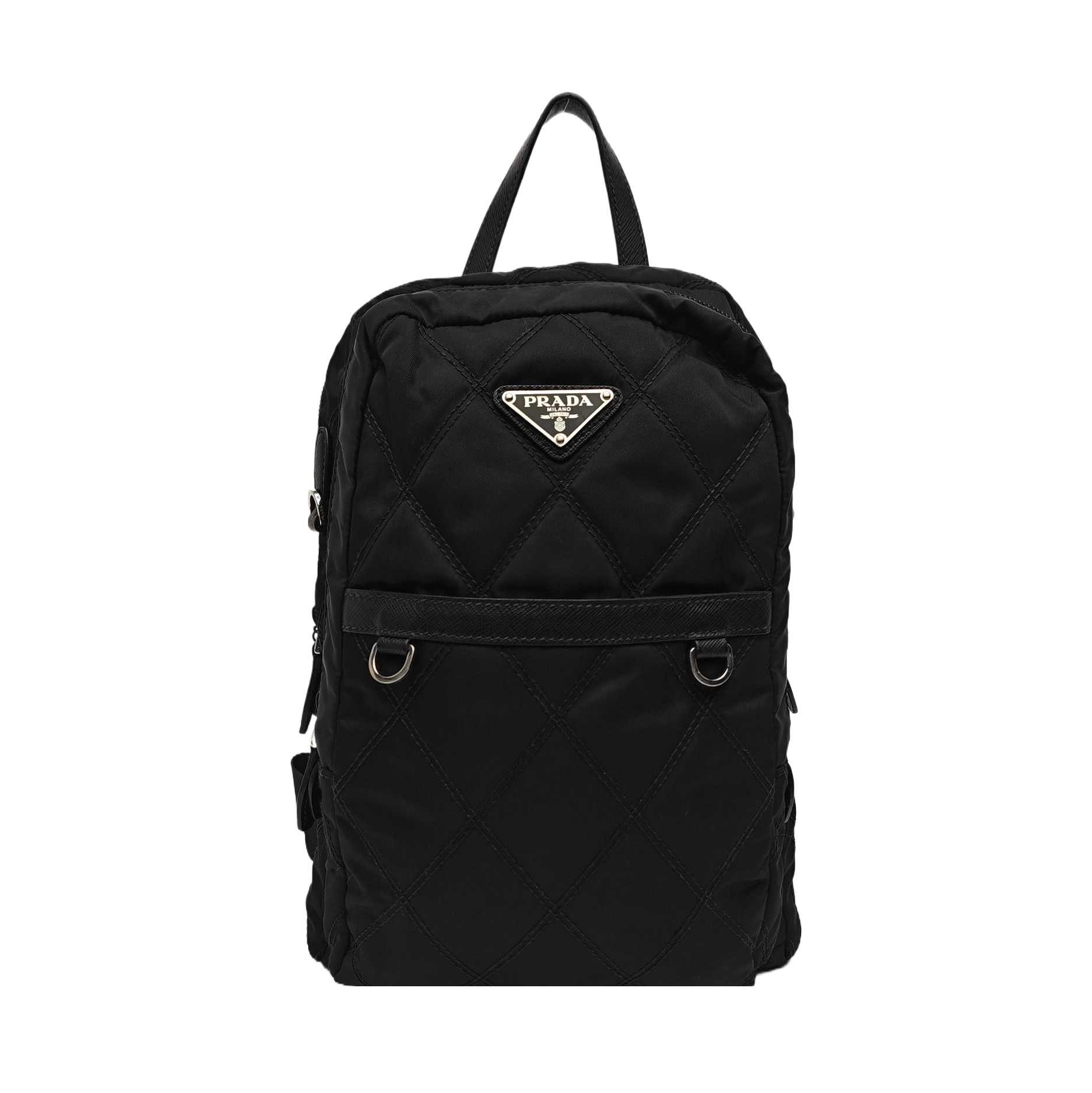 Quilted Nylon Backpack Black