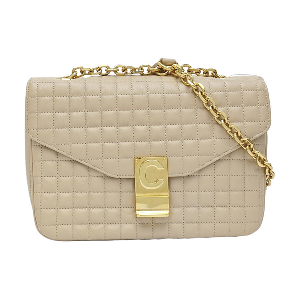 C Medium Quilted Calfskin Beige