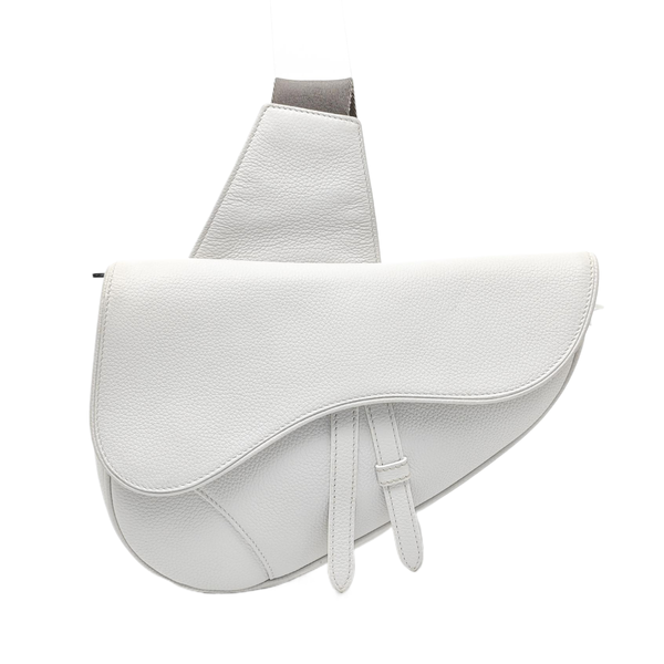 Authenticated pre-owned  Saddle Medium Calfskin White - Crossbody Bag at Looply