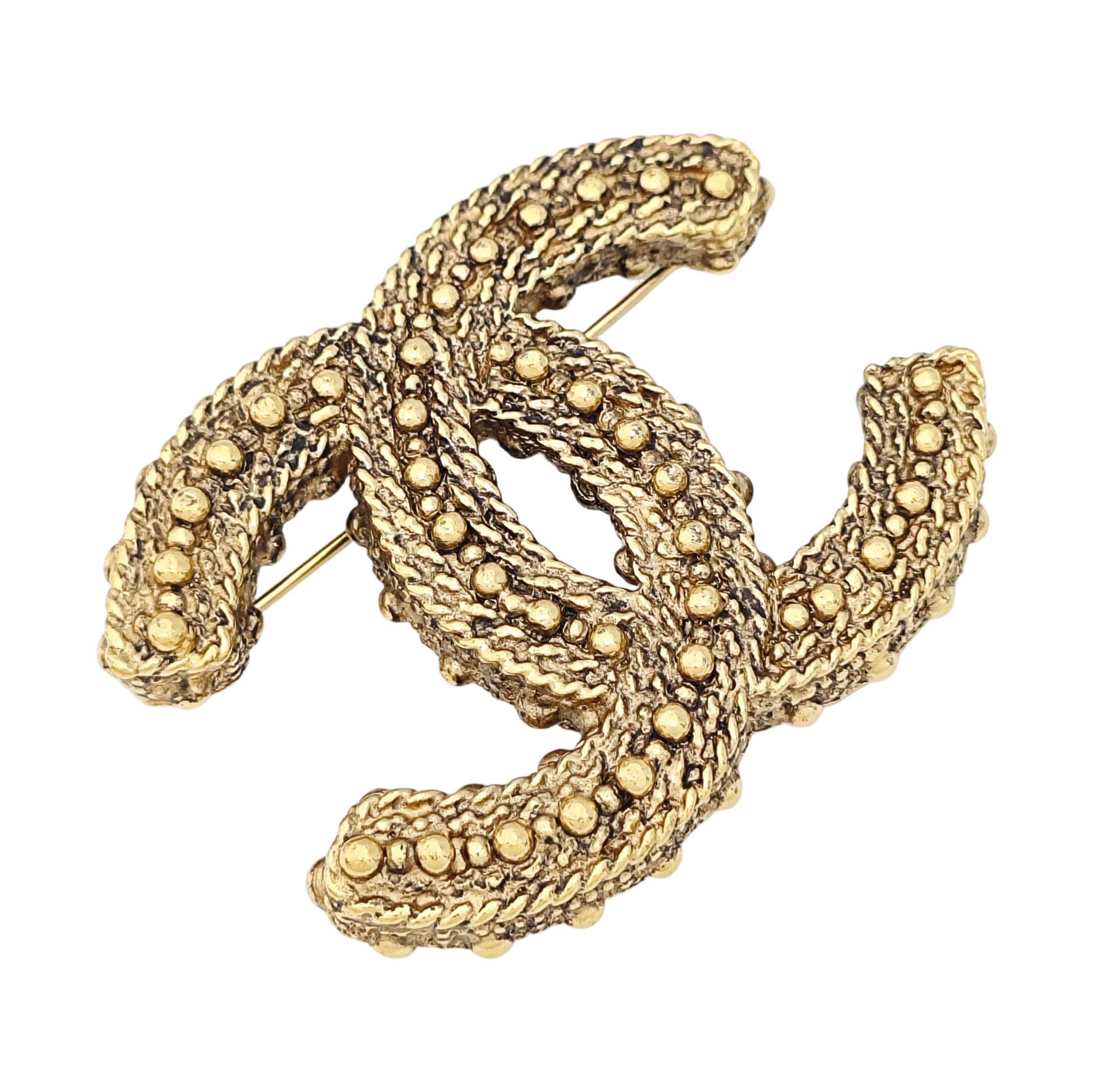 CC Logo Metal Gold Brooch