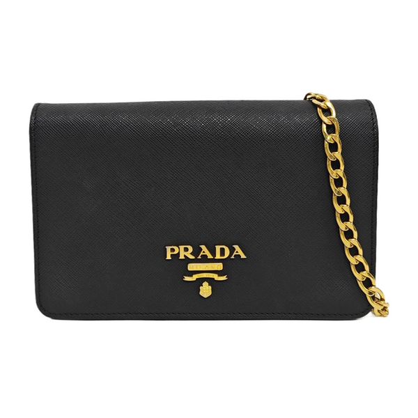 Saffiano Calfskin Shoulder Bag Black