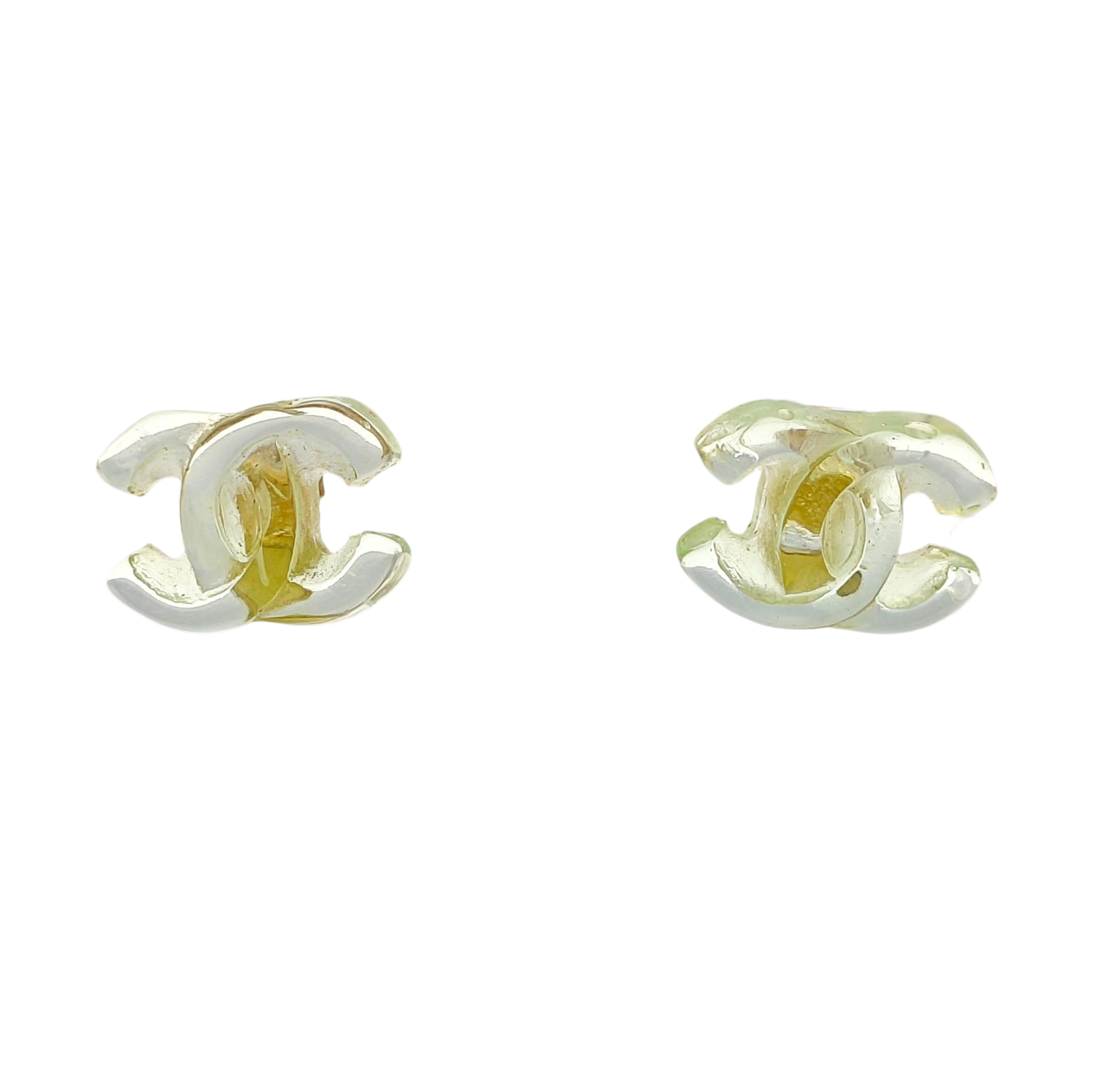 CC Logo Metal Green Stud Earrings