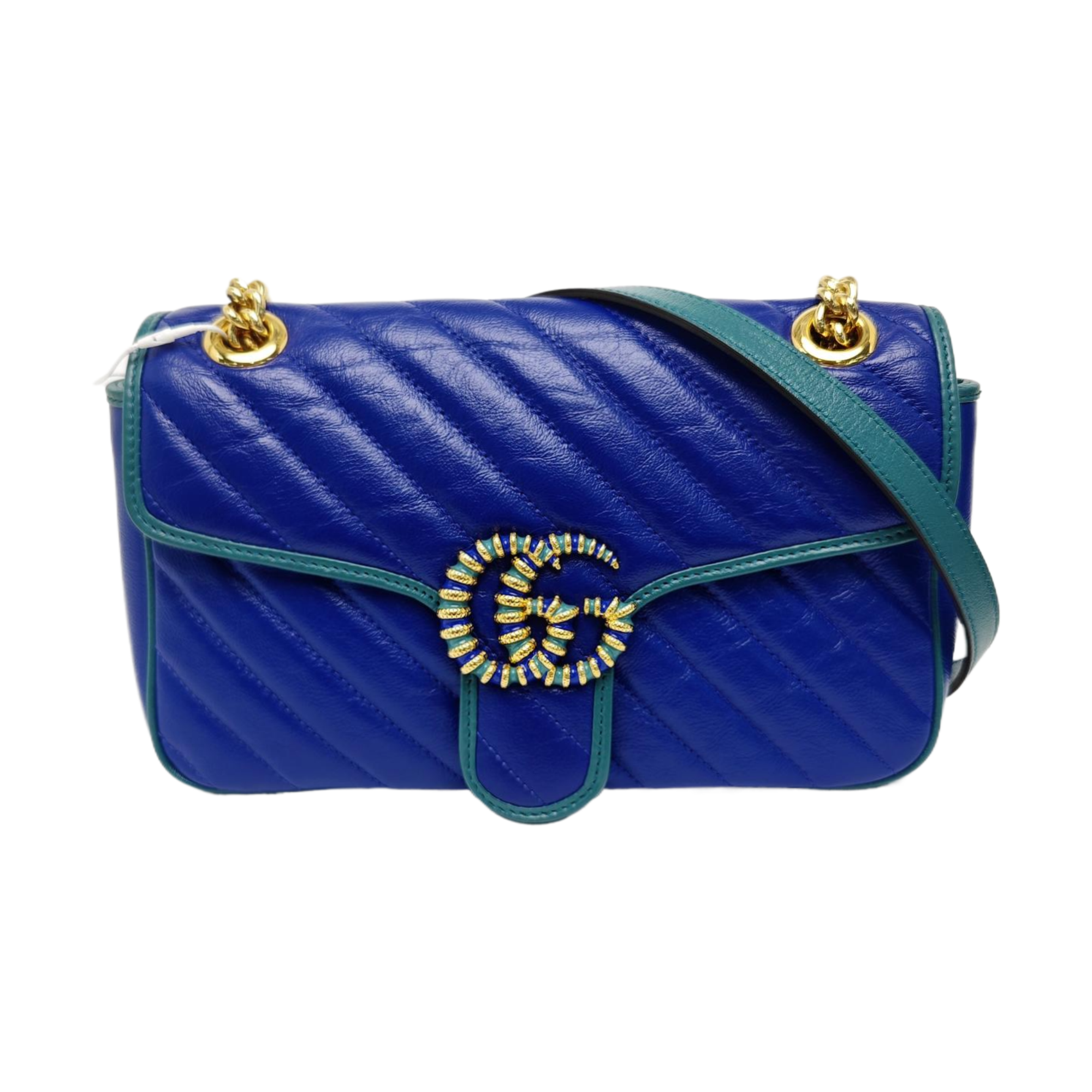 GG Marmont Medium Quilted Calfskin Blue