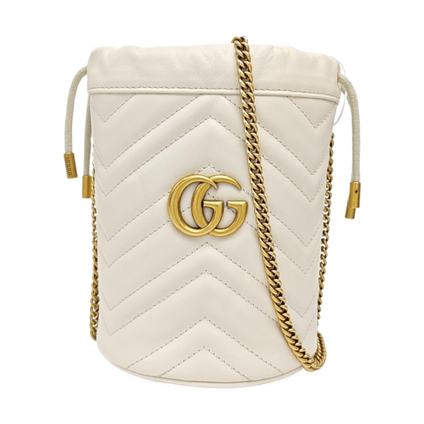 GG Marmont Mini Quilted Calfskin White