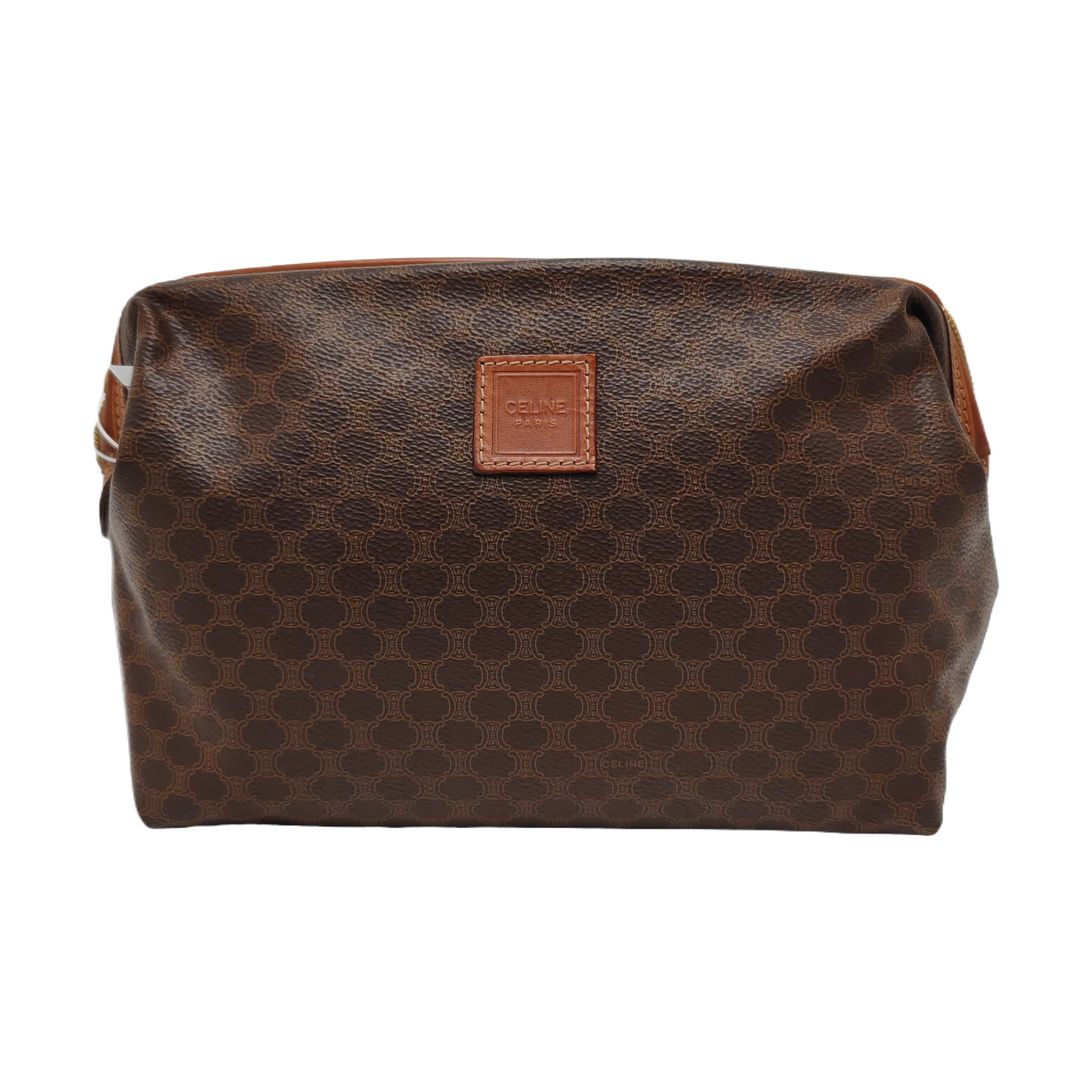 Authenticated pre-owned  MACADAM COSMETIC BAGS Coated Canvas Brown - Clutch at Looply