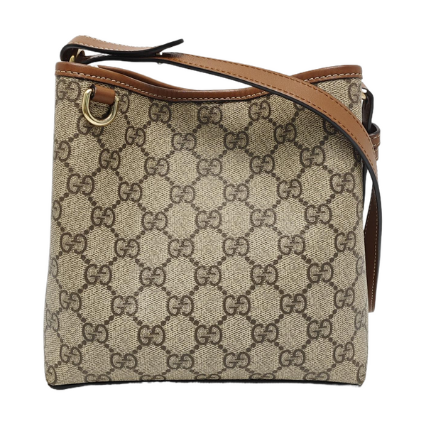 GG Emblem Small Monogram Coated Canvas Beige