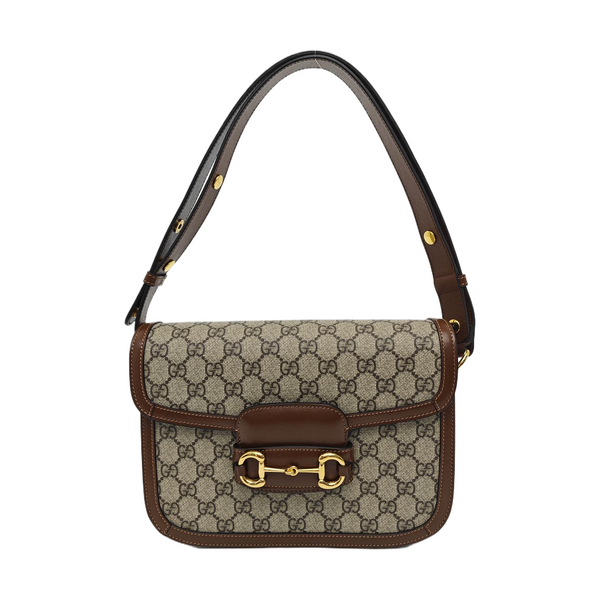 Horsebit 1955 Medium Monogram Coated Canvas Beige