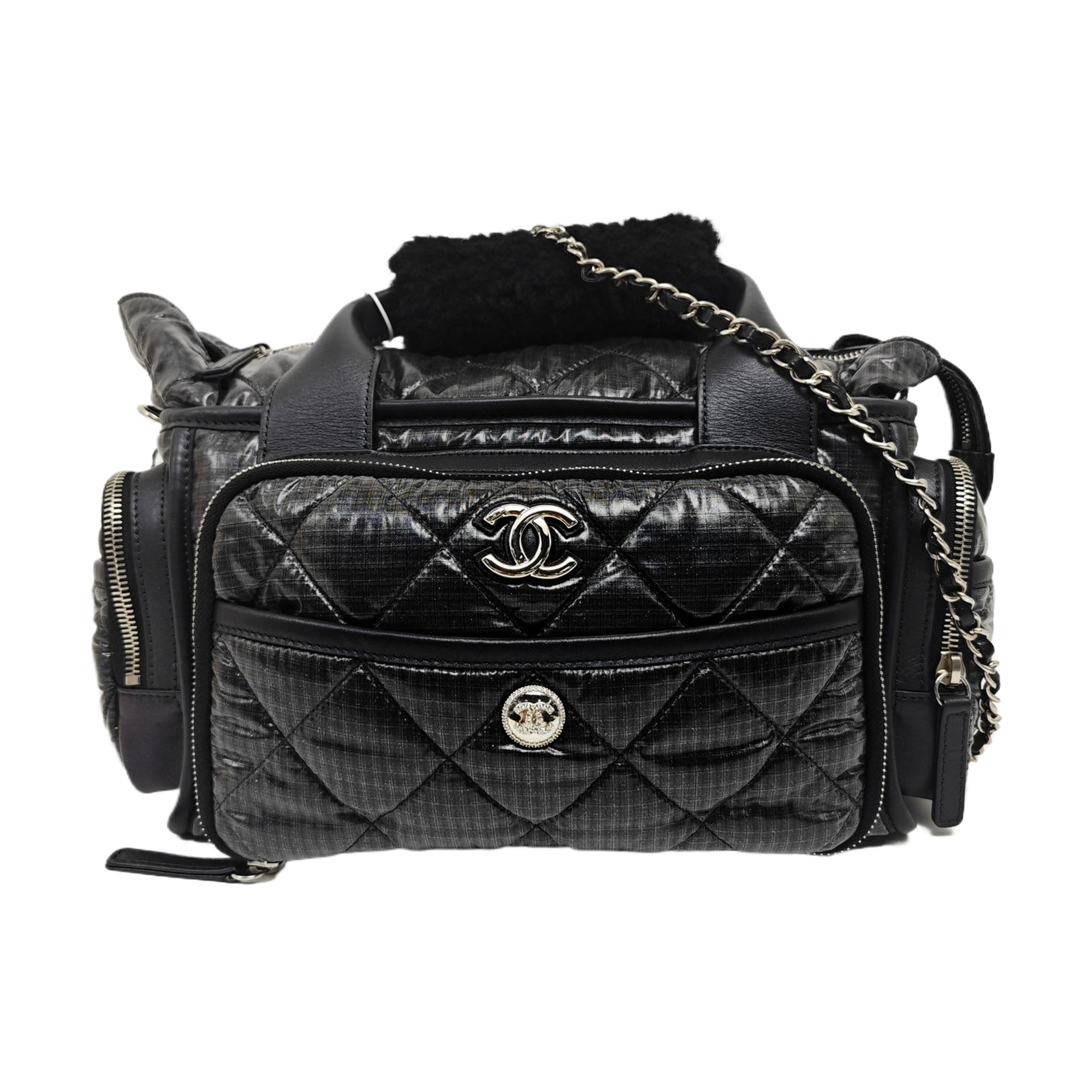 Quilted Nylon Shoulder Bag Gray