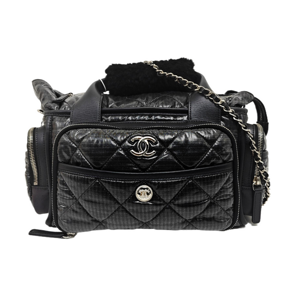 Quilted Nylon Shoulder Bag Gray