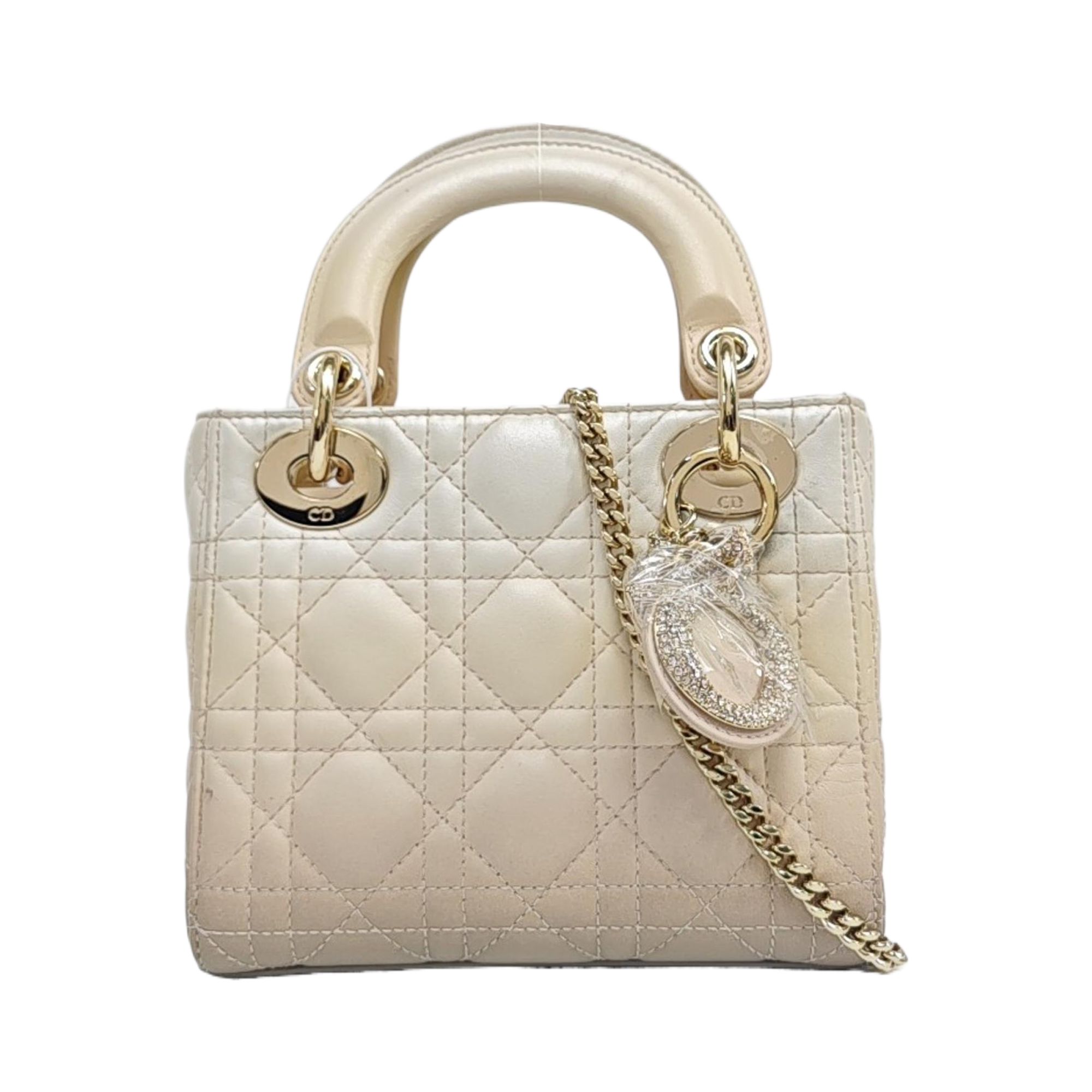Lady Dior Mini Cannage Lambskin Beige