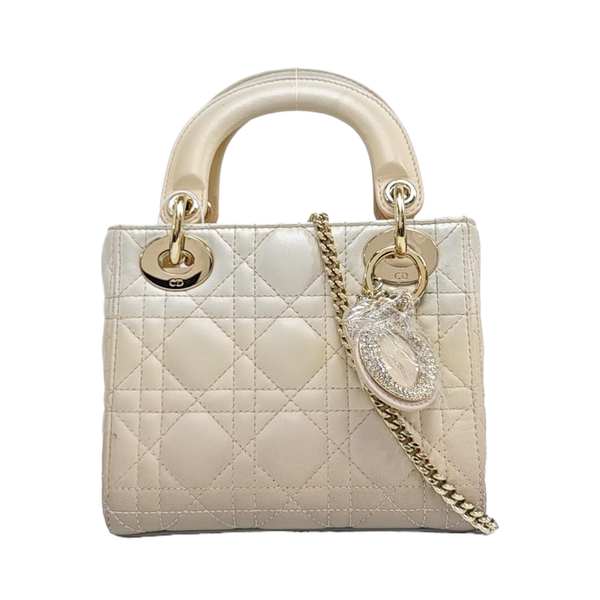 Lady Dior Mini Cannage Lambskin Beige