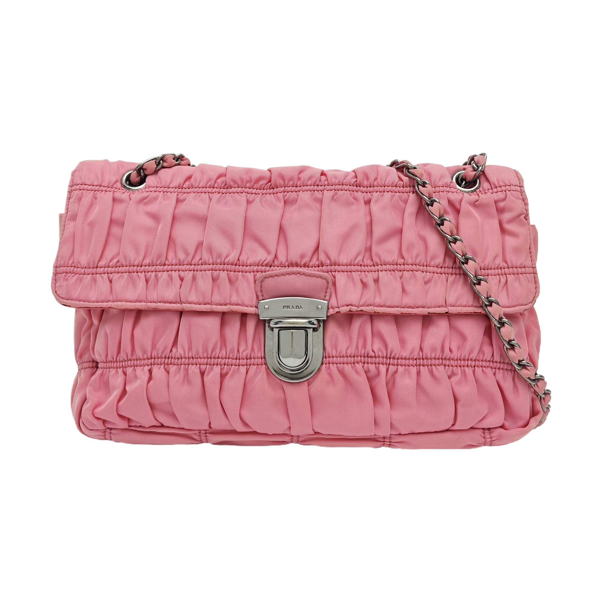 Quilted Nylon Shoulder Bag Red