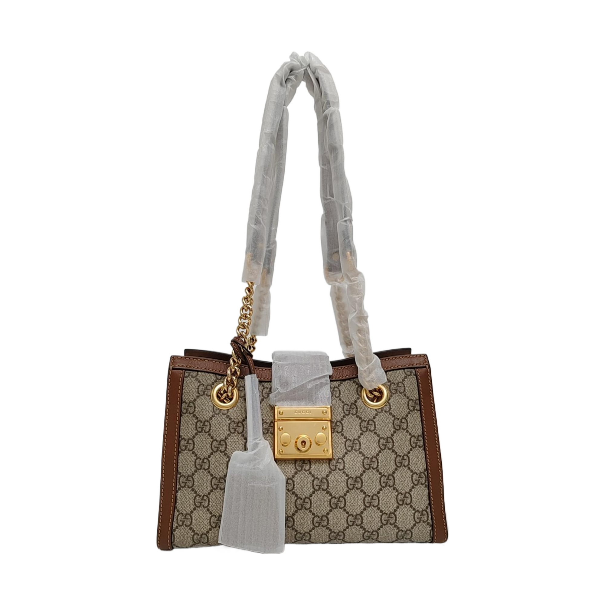 Padlock Small Monogram Coated Canvas Beige