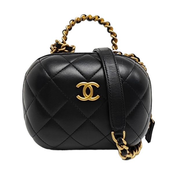 Quilted Lambskin Shoulder Bag Black