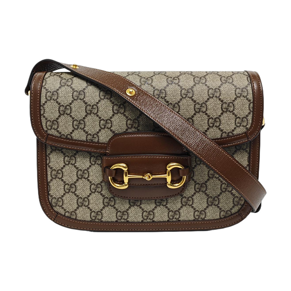 Horsebit 1955 Medium Monogram Coated Canvas Beige